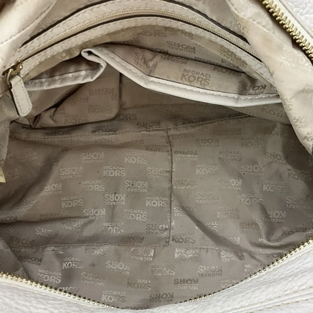 Michael Kors Cream Leather‎ Satchel Bag Gold Hardware Handbag Purse